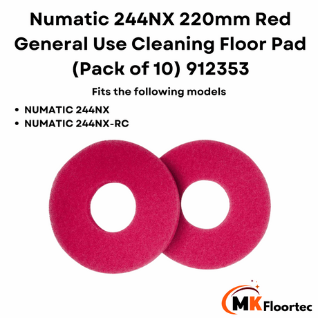 Numatic 244 NX-RC Red general use floor cleaning pads 912353