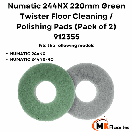 Numatic 912355 Green floor cleaning and polishing pads for NUC244 NX scrubber dryer floor machine