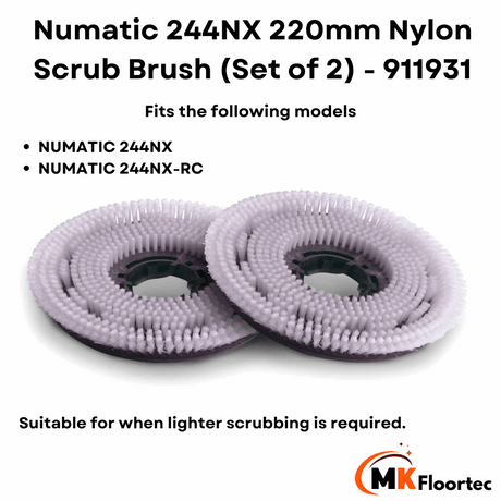 Numatic 911931 NUC244 NX-RC replacement white scrubbing brushes for floor cleaning