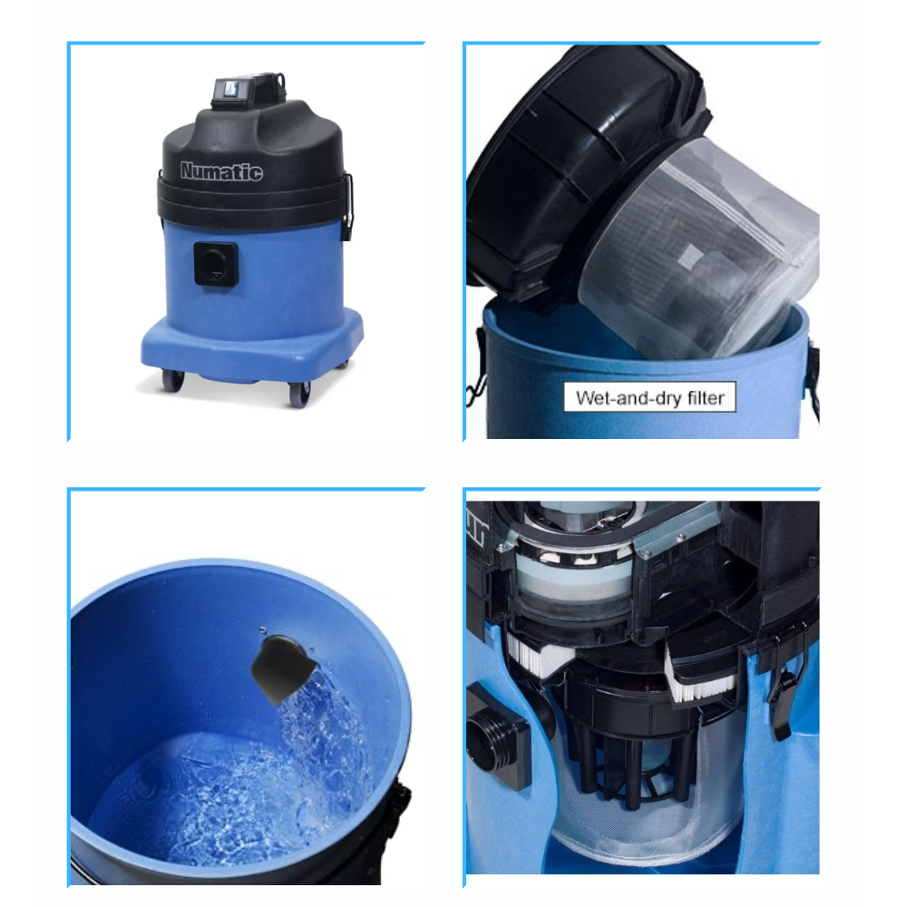 Numatic CVD570 powerful wet and dry vacuum cleaner and liquid extractor features