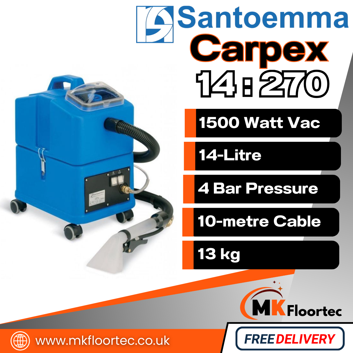 Carpex Craftex 14:270 (Santoemma Sabrina 500) Professional Compact Carpet Extractor