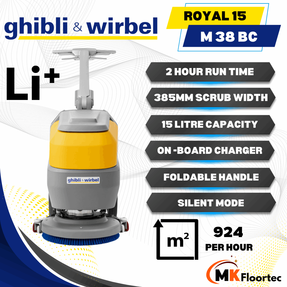 Ghibli & Wirbel ROYAL 15 M 38 BC Scrubber Dryer Lithium Plus Battery Powered Compact Floor Cleaning Machine
