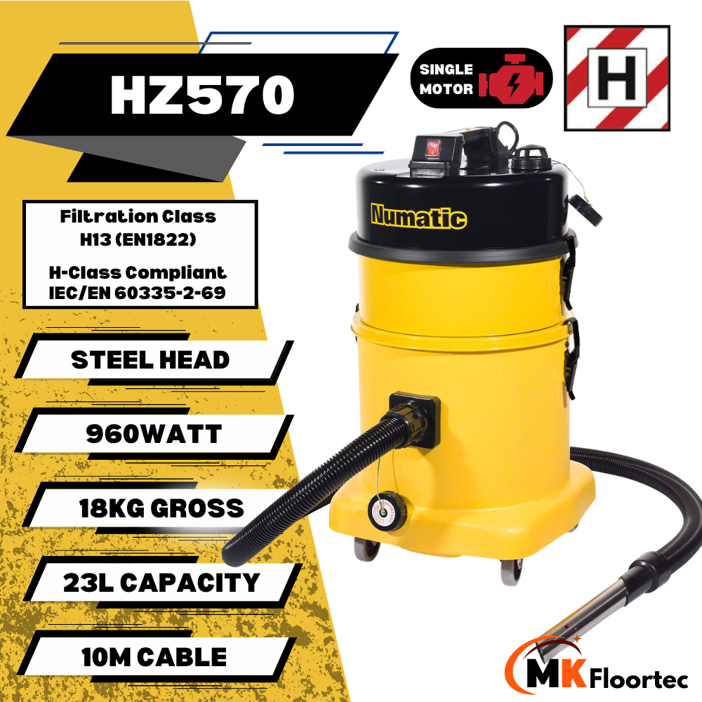 Numatic HZ570 H-Class hazardous material vacuum cleaner and dust extractor specification