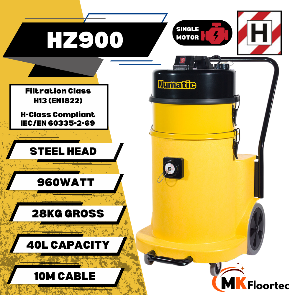 Numatic HZ900 H Class Hazardous Dust Vacuum Cleaner Single Motor 240 Volt - M.K. Floortec Services Ltd