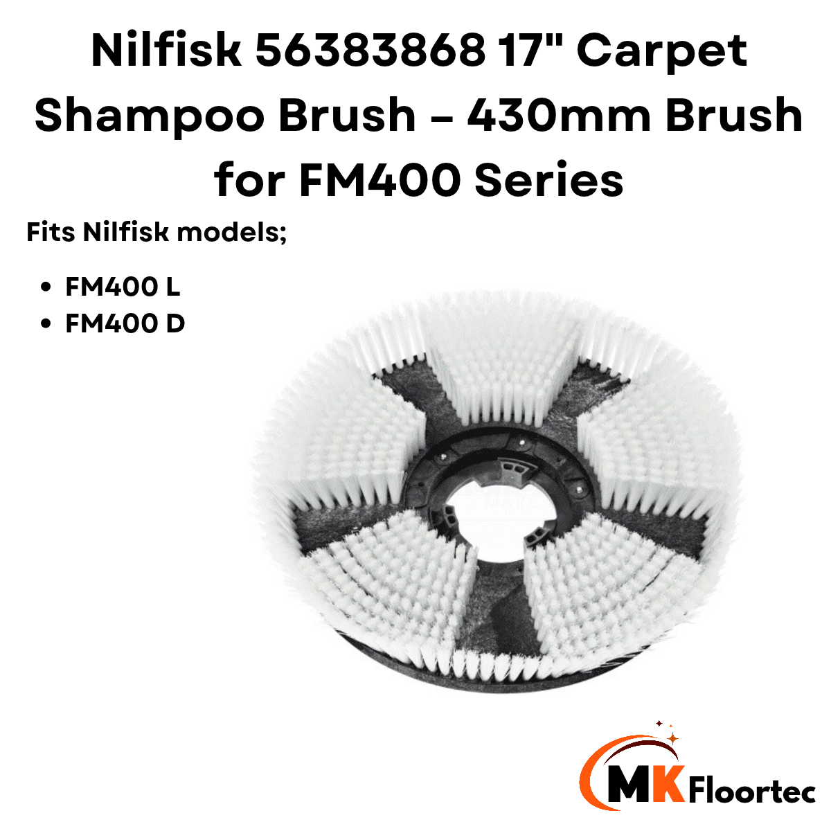 Nilfisk 56383868 17" Carpet Shampoo Brush ā 430mm Brush for FM400 Series