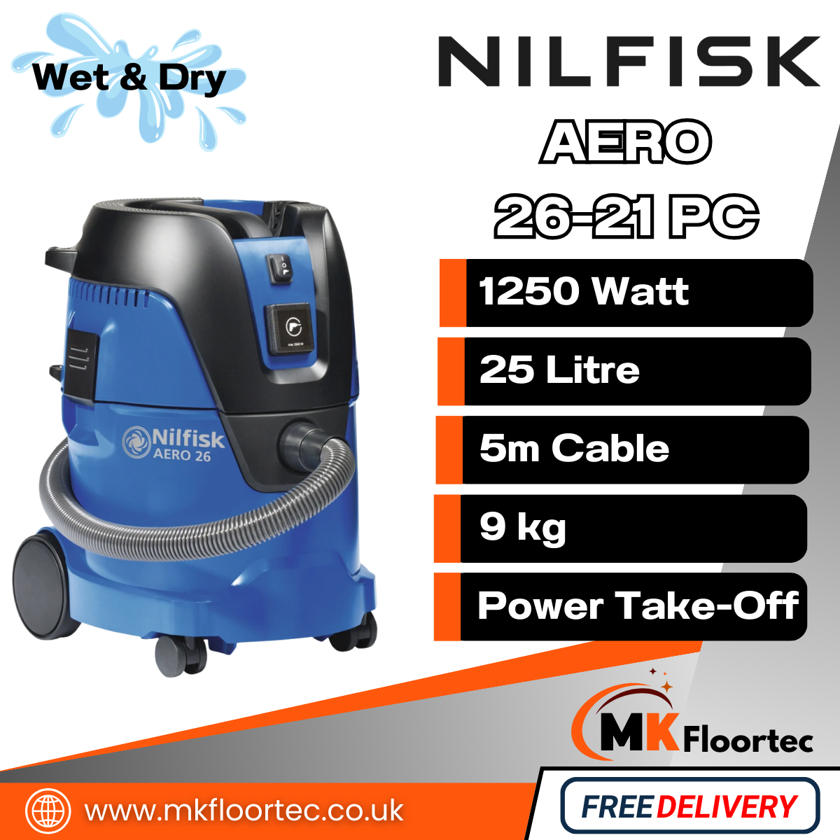 Nilfisk AERO 26-21 PC Wet & Dry Vacuum Cleaner