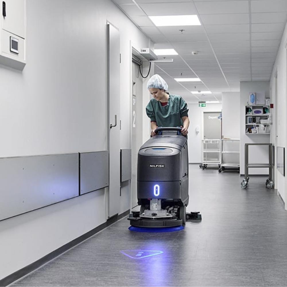 Nilfisk SC550 Scrubber Dryer Battery Powered Cordless Floor Cleaning Machine - M.K. Floortec Services Ltd