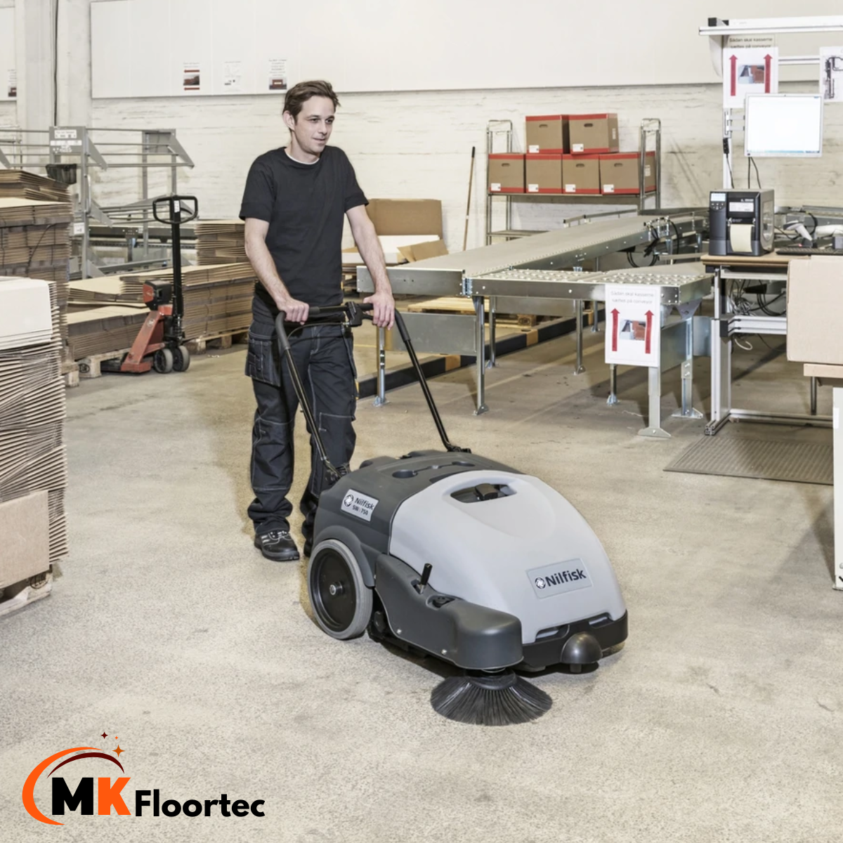 Nilfisk SW750 Walk-Behind Battery Powered Industrial Sweeper