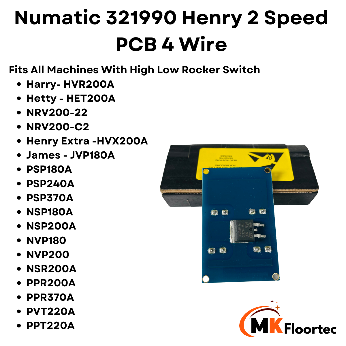 Numatic 321990 Henry 2 Speed PCB 4 Wire Autosave