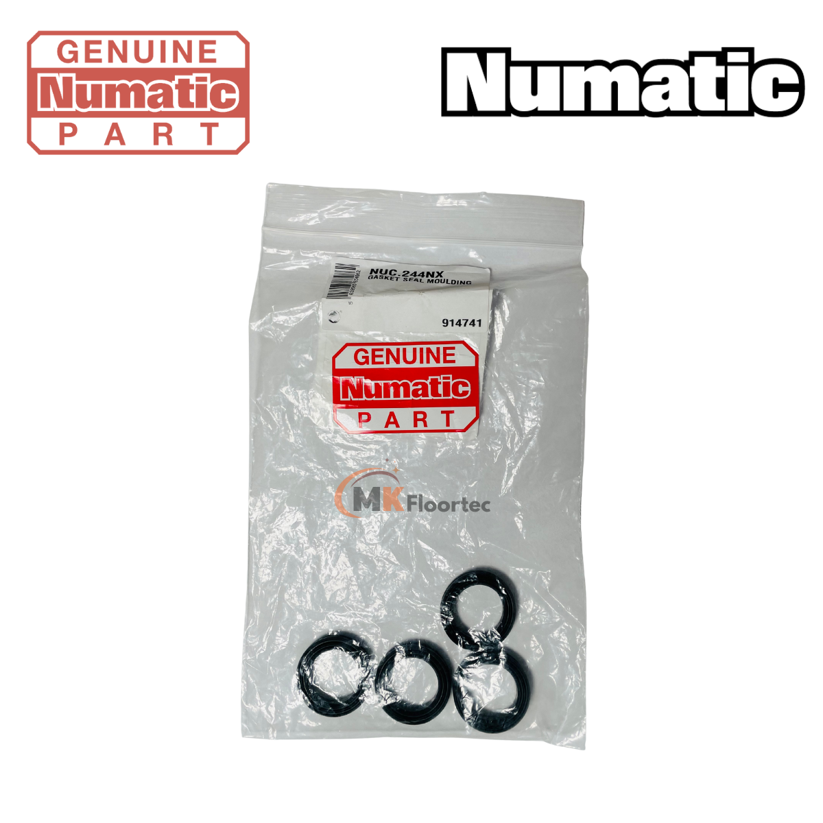 Numatic 914741 Rubber Gasket Tank Seal Moulding 244 - 440 NX (4-Pack)