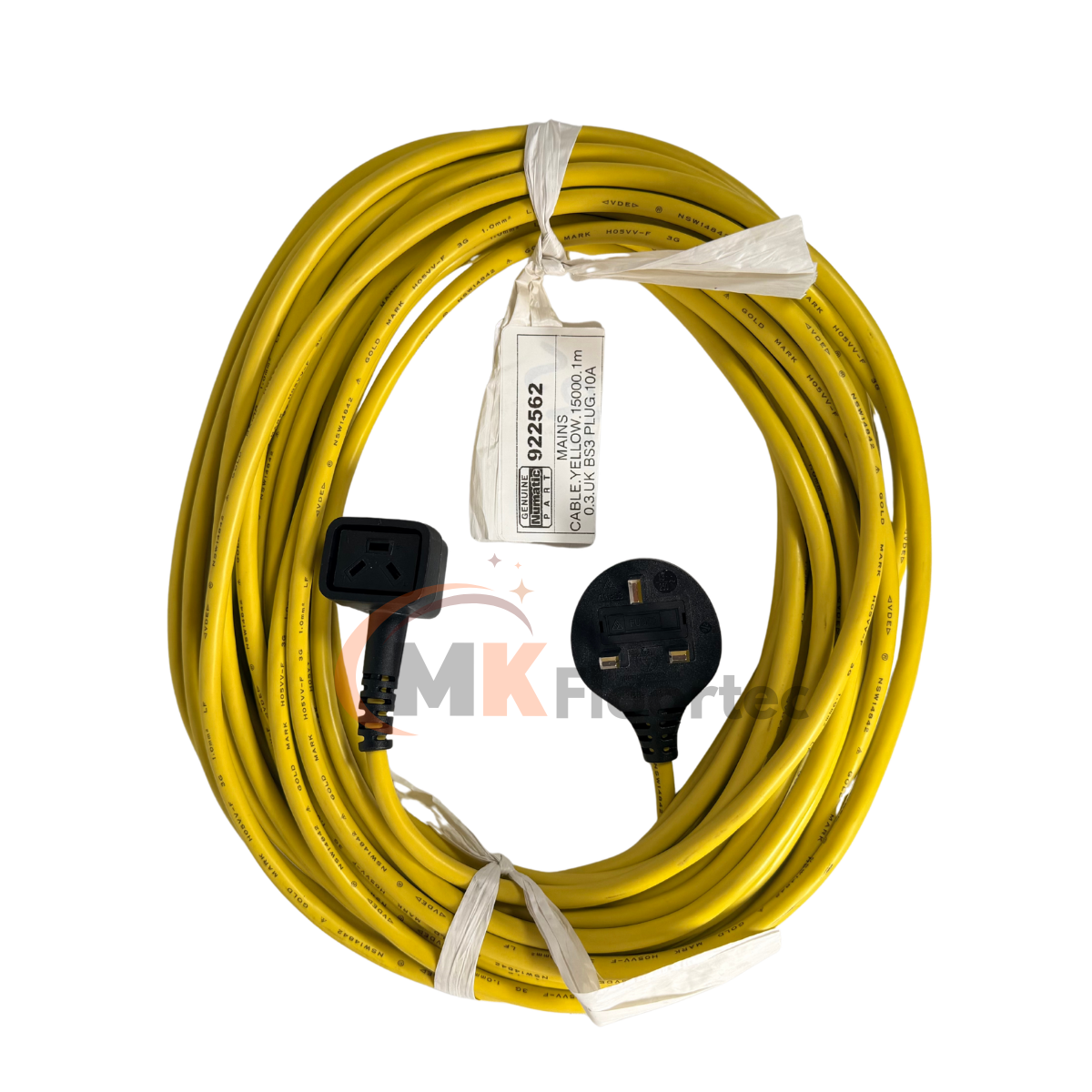 Numatic 922562 15m Yellow Mains Cable NLL332 & NLL415 Floor Scrubber