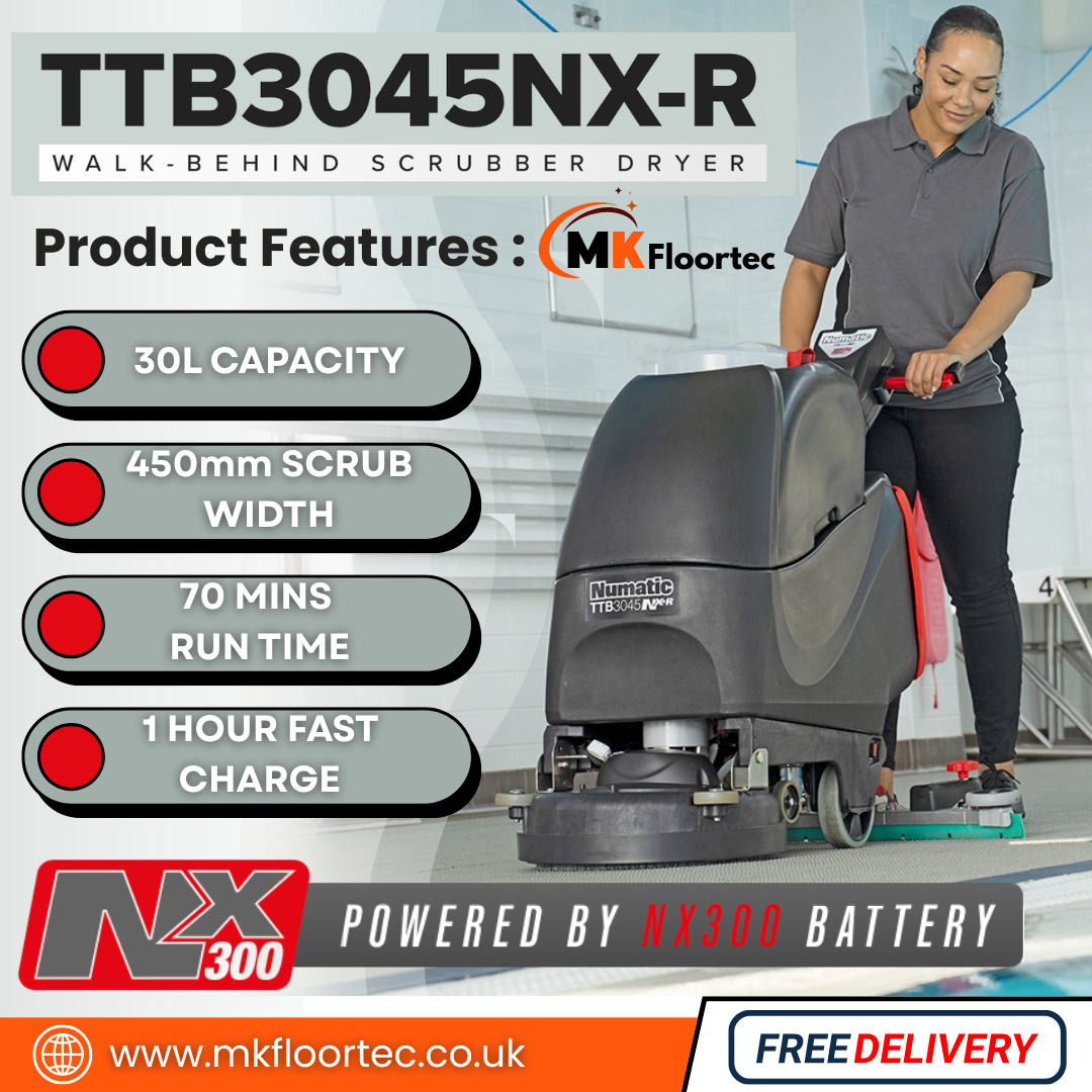 Numatic TTB3045NX-R Floor Scrubber Dryer - Battery Powered