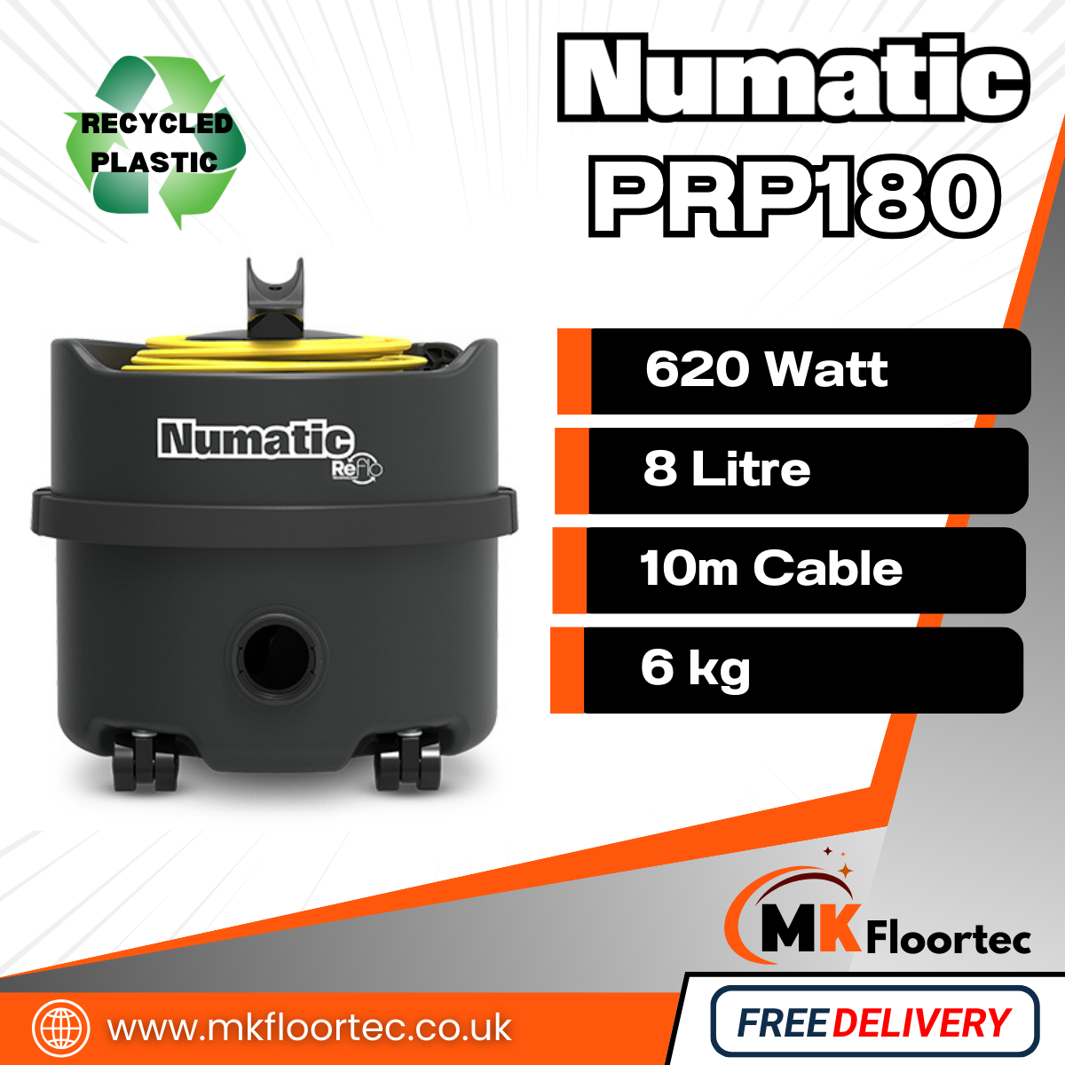 Numatic PRP180 Cylinder Vacuum Cleaner - Commercial Henry Hoover
