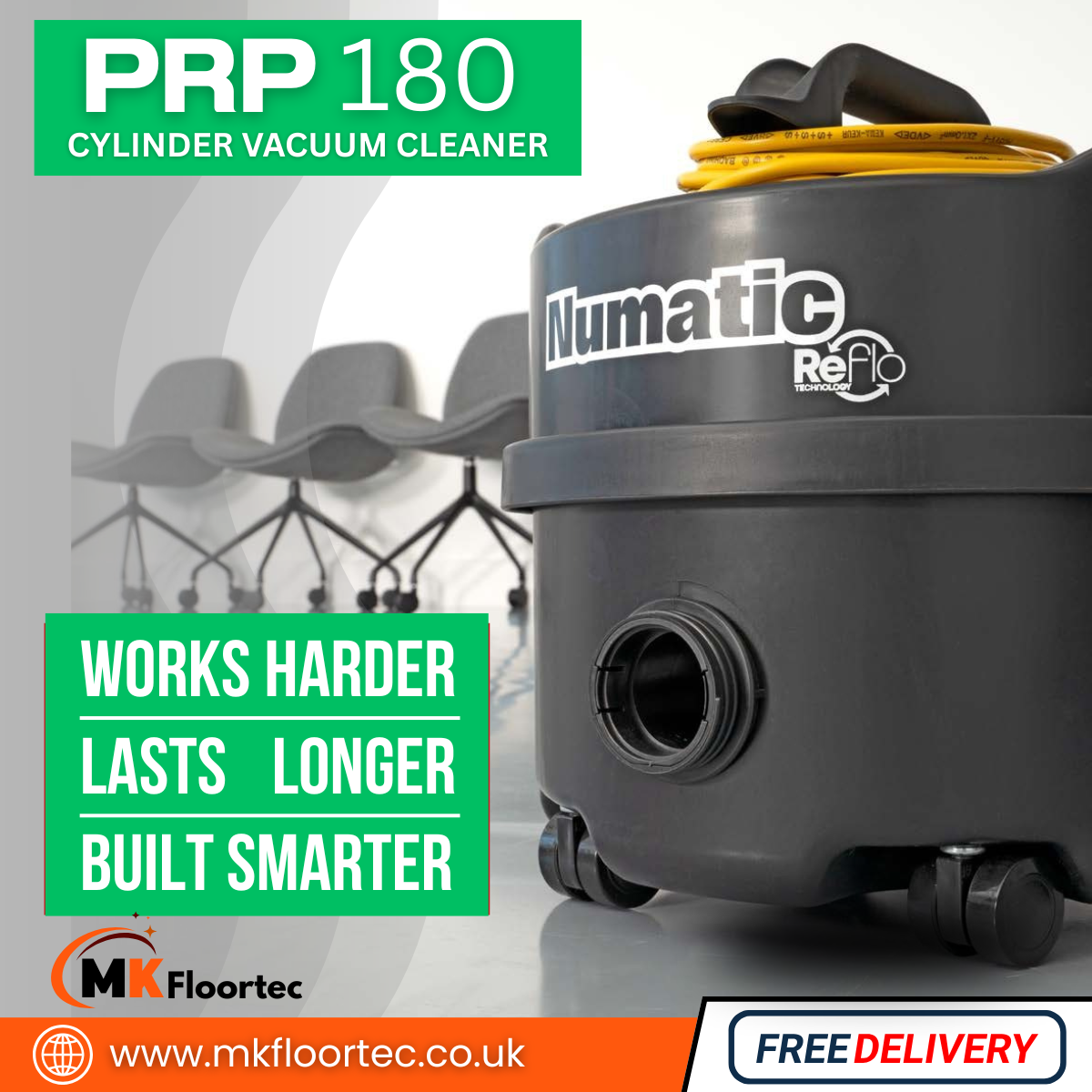 Numatic PRP180 Cylinder Vacuum Cleaner - Commercial Henry Hoover