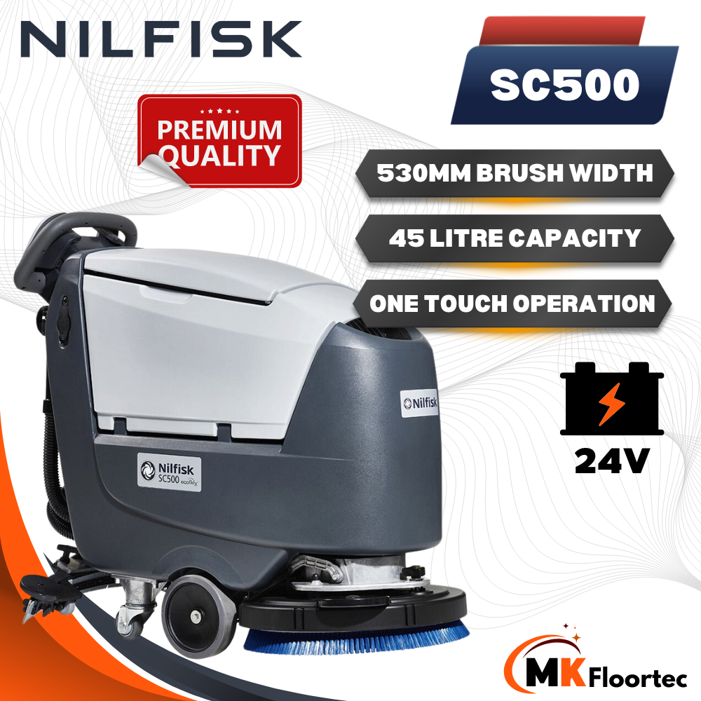 Nilfisk SC500 53B Scrubber Dryer Battery Powered Cordless Floor Cleaning Machine - M.K. Floortec Services Ltd