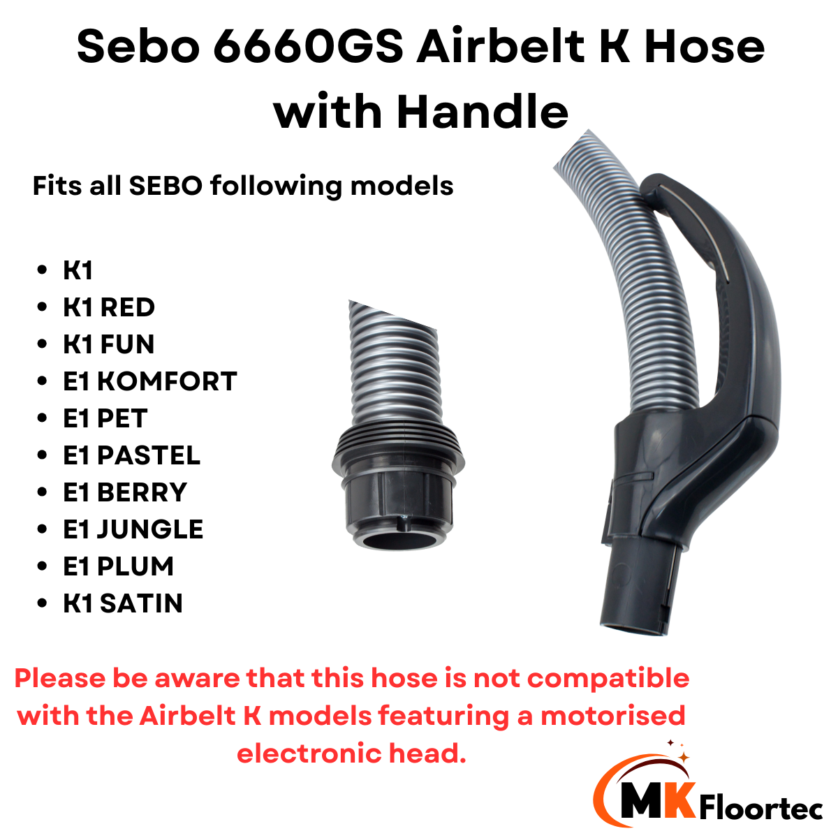 Sebo 6660GS Airbelt K Hose with Handle