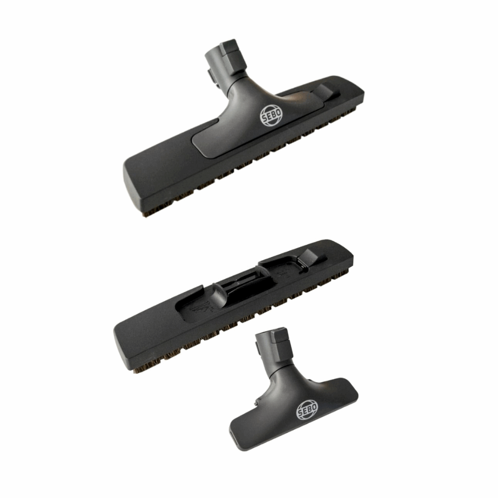 SEBO 8368GS Twin Care extra-wide hard floor brush with removable XL upholstery nozzle, compatible with all SEBO cylinder machines.