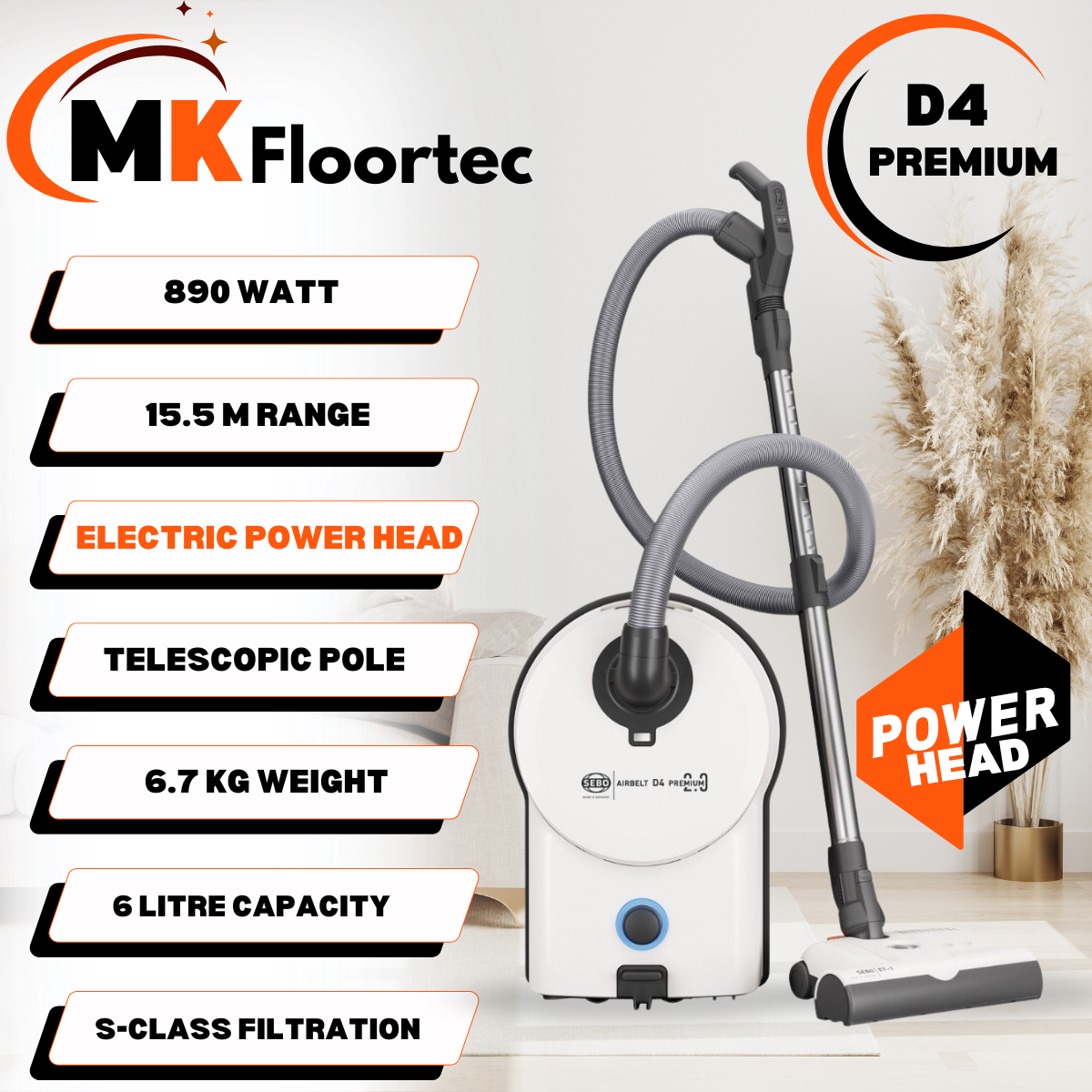 Sebo Airbelt D4 Premium 2.0 Cylinder Vacuum Cleaner 90951GB