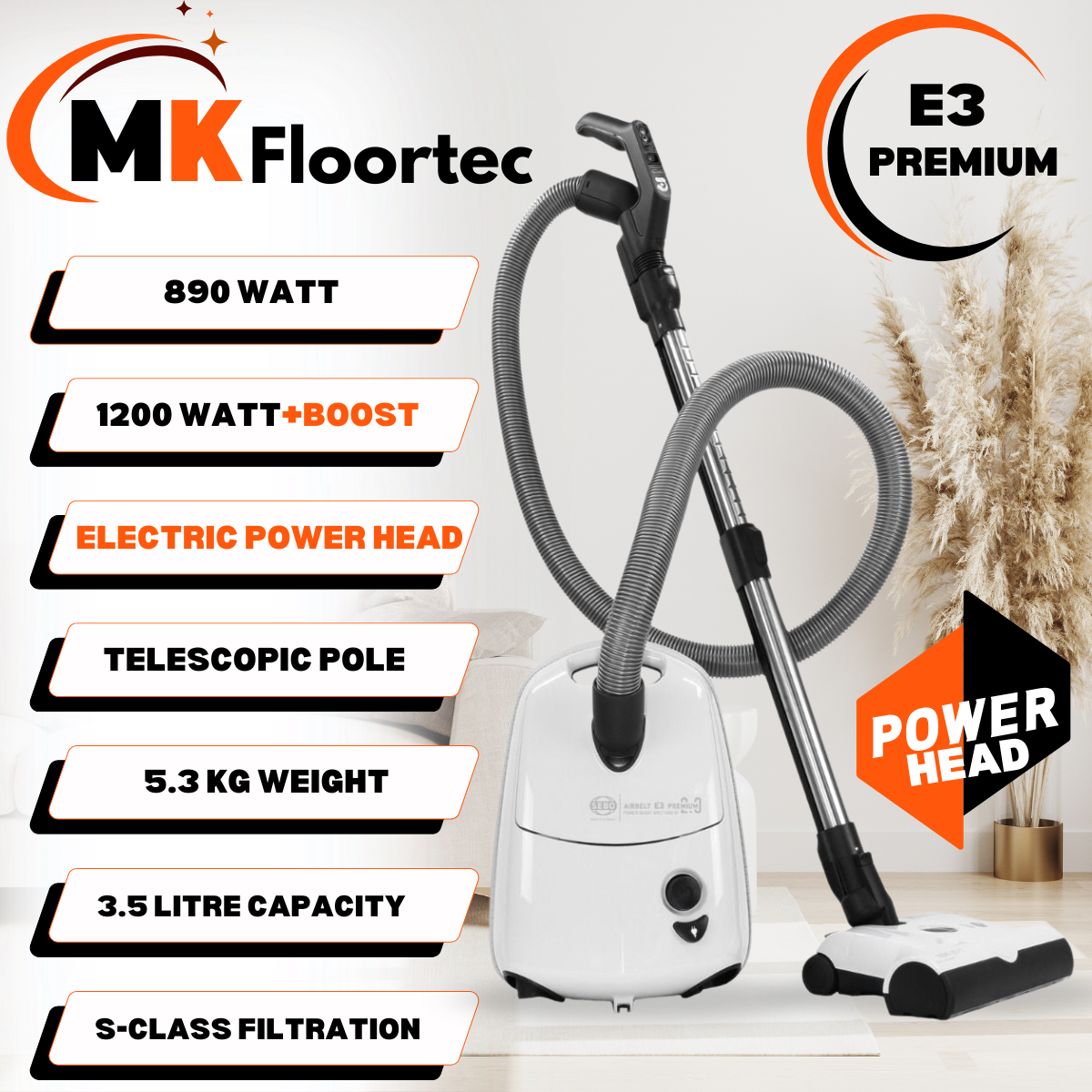 Sebo Airbelt E3 Premium 2.0 Cylinder Vacuum Cleaner +Boost 92655GB