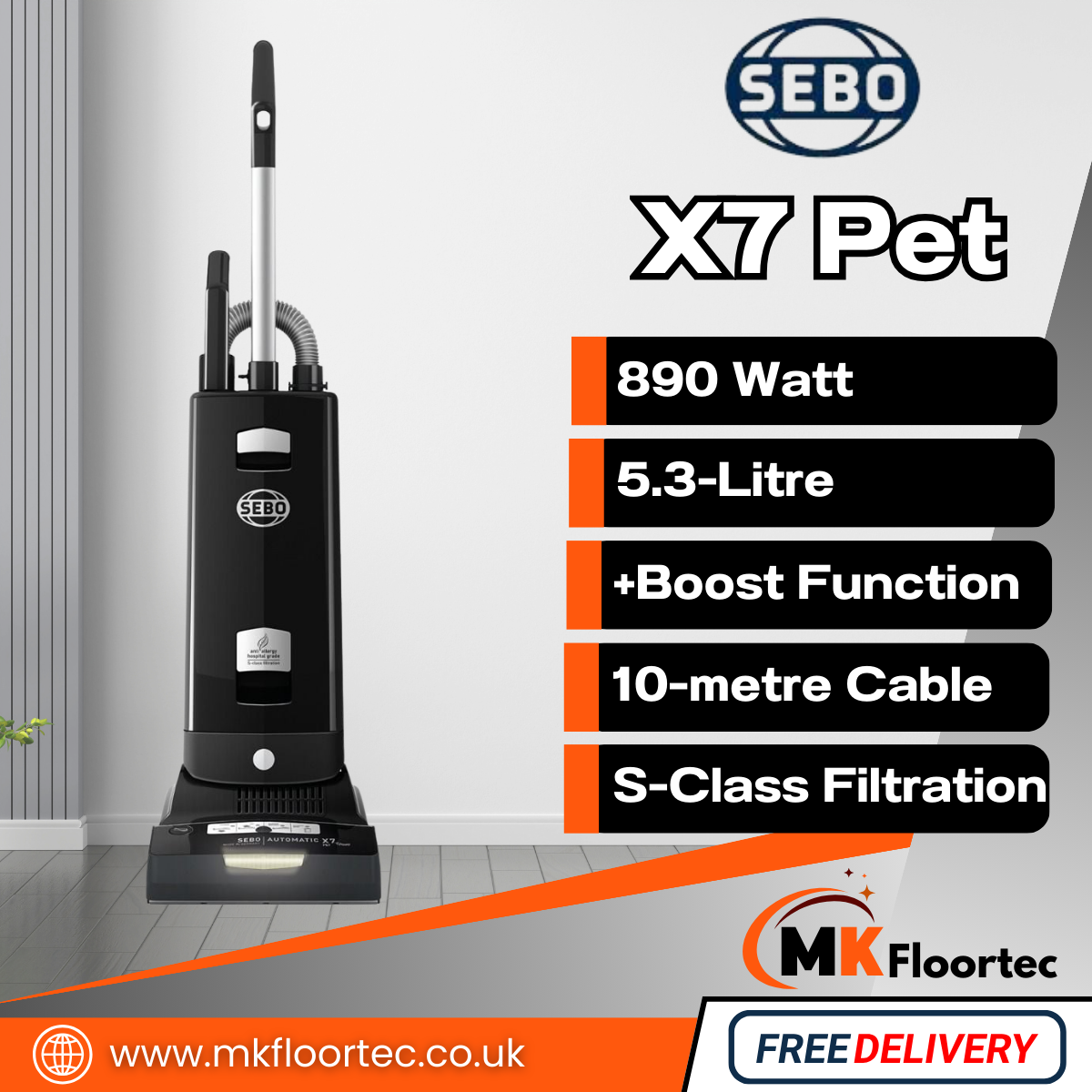 Sebo Automatic X7 Pet Upright Vacuum Cleaner +Boost 91540GB