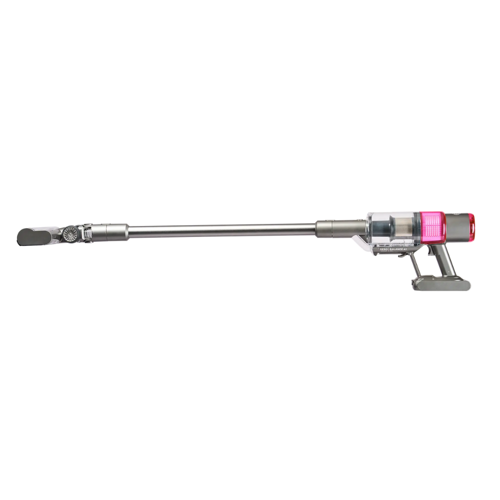 SEBO BALANCE A1 MAGENTA cordless vacuum cleaner, lightweight and powerful, designed in Germany for efficient cleaning.