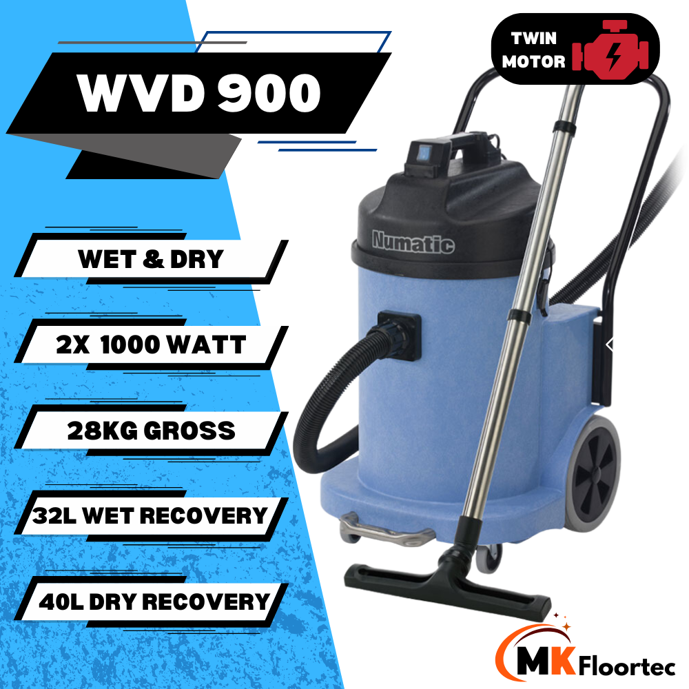 Numatic WVD900 Industrial Wet Or Dry Vacuum Cleaner Twin Motor Motor 240 Volt - M.K. Floortec Services Ltd