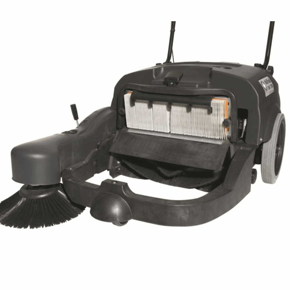Nilfisk SW750 sweeper with 60-litre hopper capacity