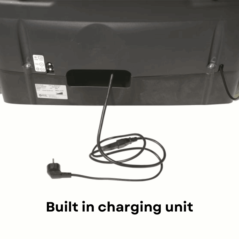 Nilfisk SW750 commercial battery operated floor sweeper with on-board charger