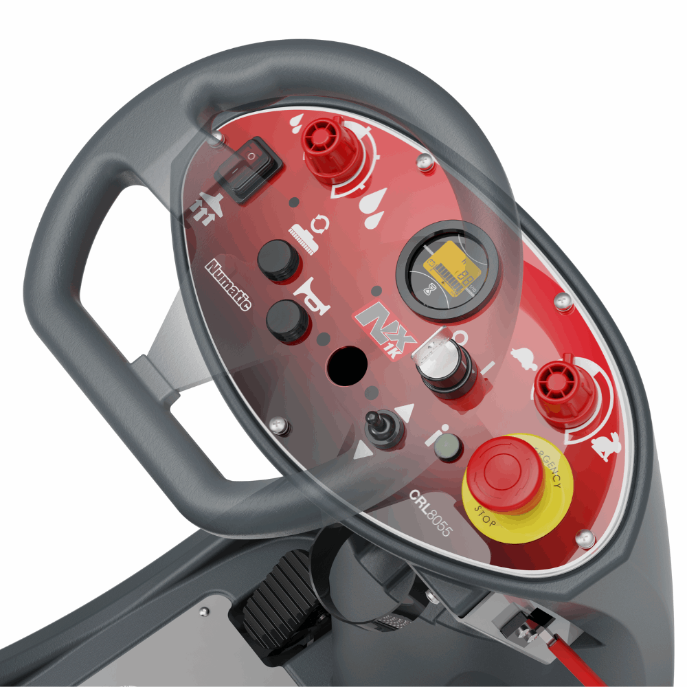Numatic CRL8055 20-inch ride on scrubber dryer steering wheel and control panel