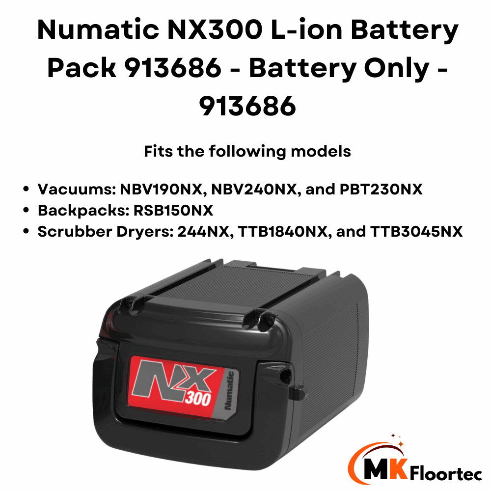 Numatic NX300 L-ion Battery Pack 913686, battery only for use with 244NX scrubber dryer and nbv190nx vacuum cleaner.