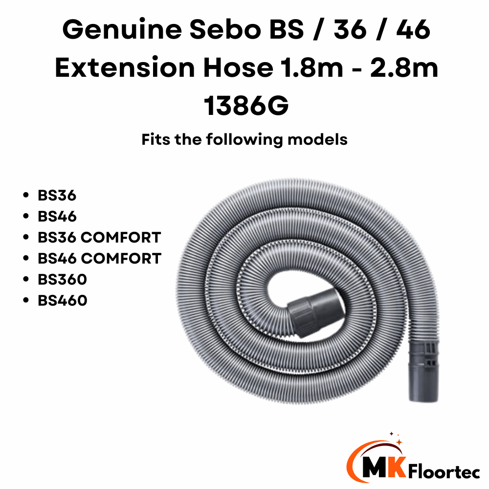 sebo bs360 bs36 comfort stretch extension hose 1.8-2.8 metres 1386g