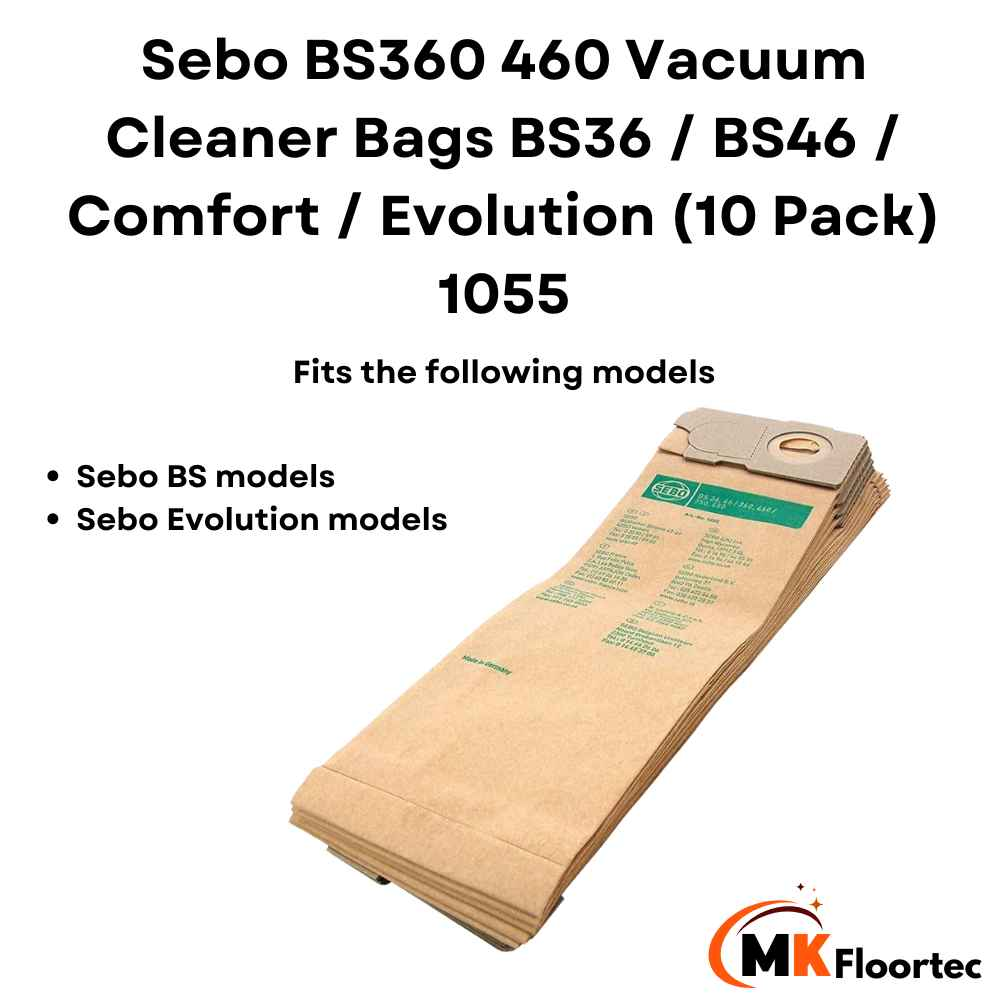 Genuine Sebo BS360 460 Vacuum Cleaner Dust Bags BS36 / BS46 / Comfort / Evolution (10 Pack) 1055
