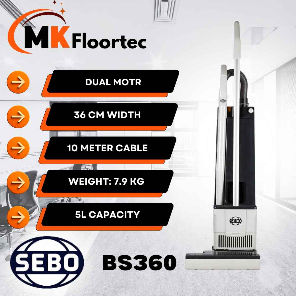 Sebo BS360 Upright Vacuum Cleaner - Commercial Grade, Model 91080GB
