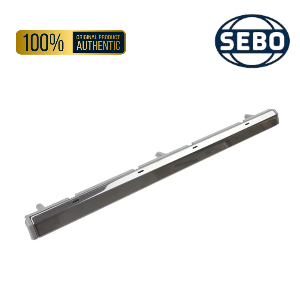 SEBO BS36 Comfort and BS360 carpet base plate front chrome strip, part number 20204ER, referred to as chassis strip