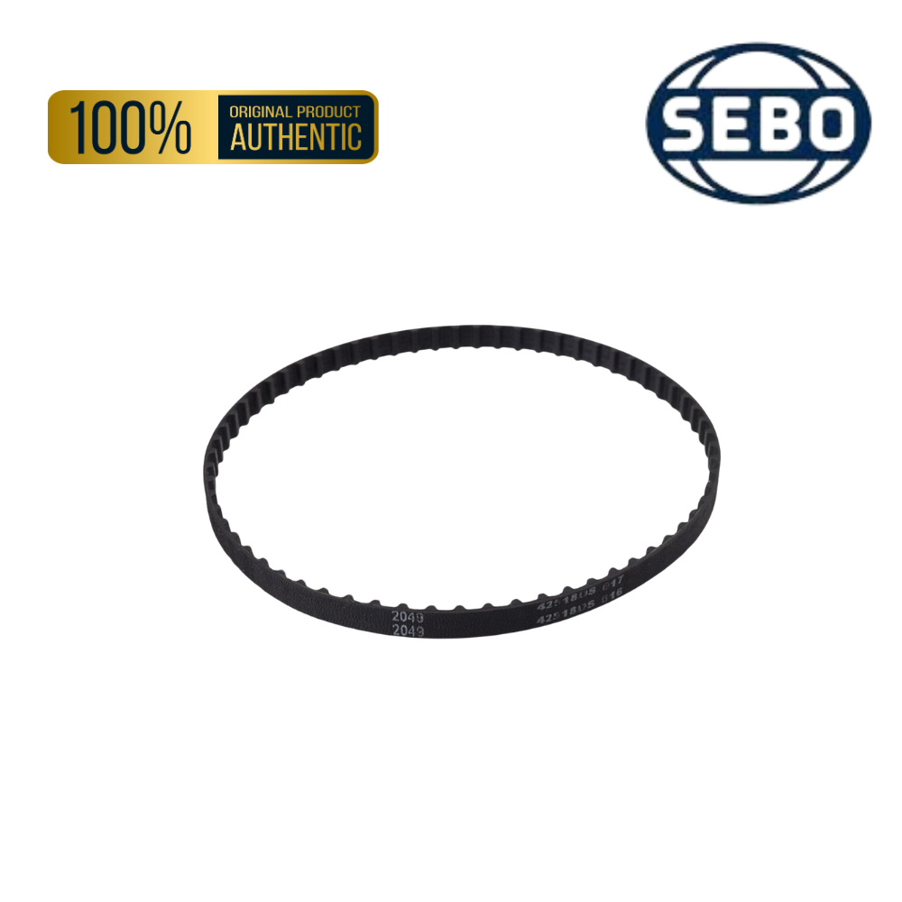 Toothed drive belt for Sebo BS36 and BS46 vacuum cleaner brush motor, part number 2049.