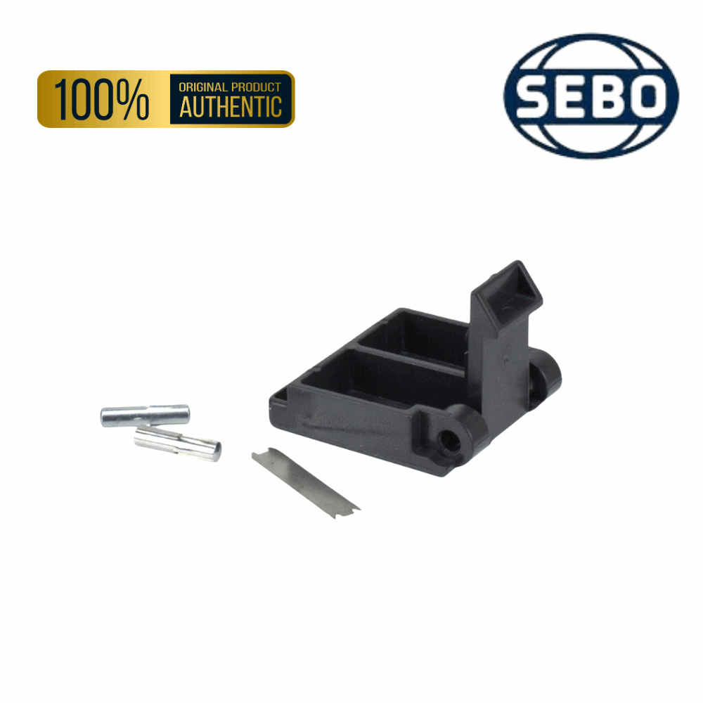Door panel catch for Sebo BS vacuum series, part 1057DG, includes spring and two pins, fits BS36, BS360, and Comfort models.
