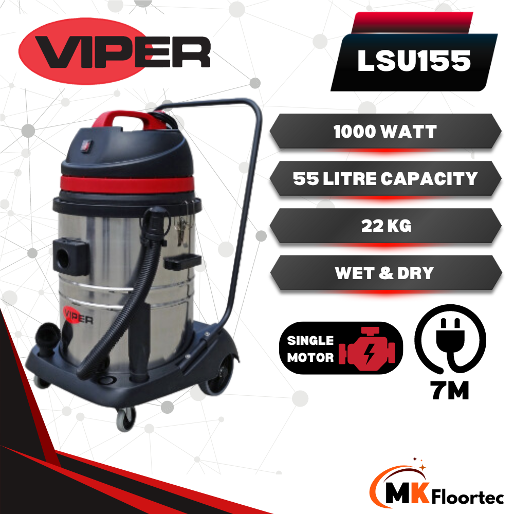 Viper LSU155 Wet & Dry Vacuum Cleaner Single Motor 55 Litre - M.K. Floortec Services Ltd