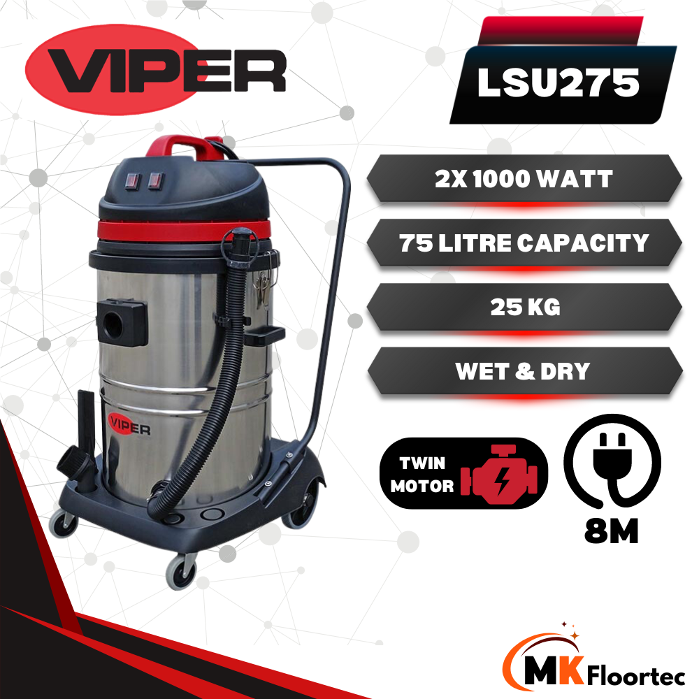 Viper LSU275 Wet & Dry Vacuum Cleaner Twin Motor 75 Litre - M.K. Floortec Services Ltd