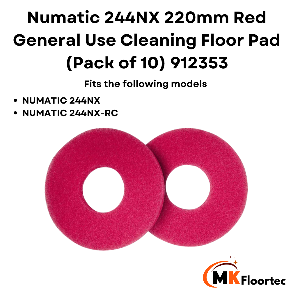 Numatic 244NX 220mm Red General Use Cleaning Floor Pad (Pack of 10) 912353