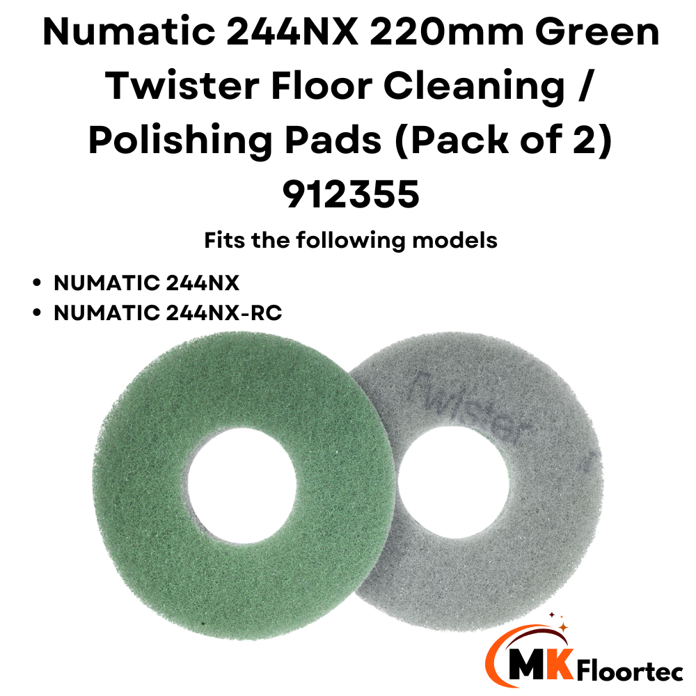 Numatic 244NX 220mm Green Twister Floor Cleaning / Polishing Pads (Pack of 2) 912355