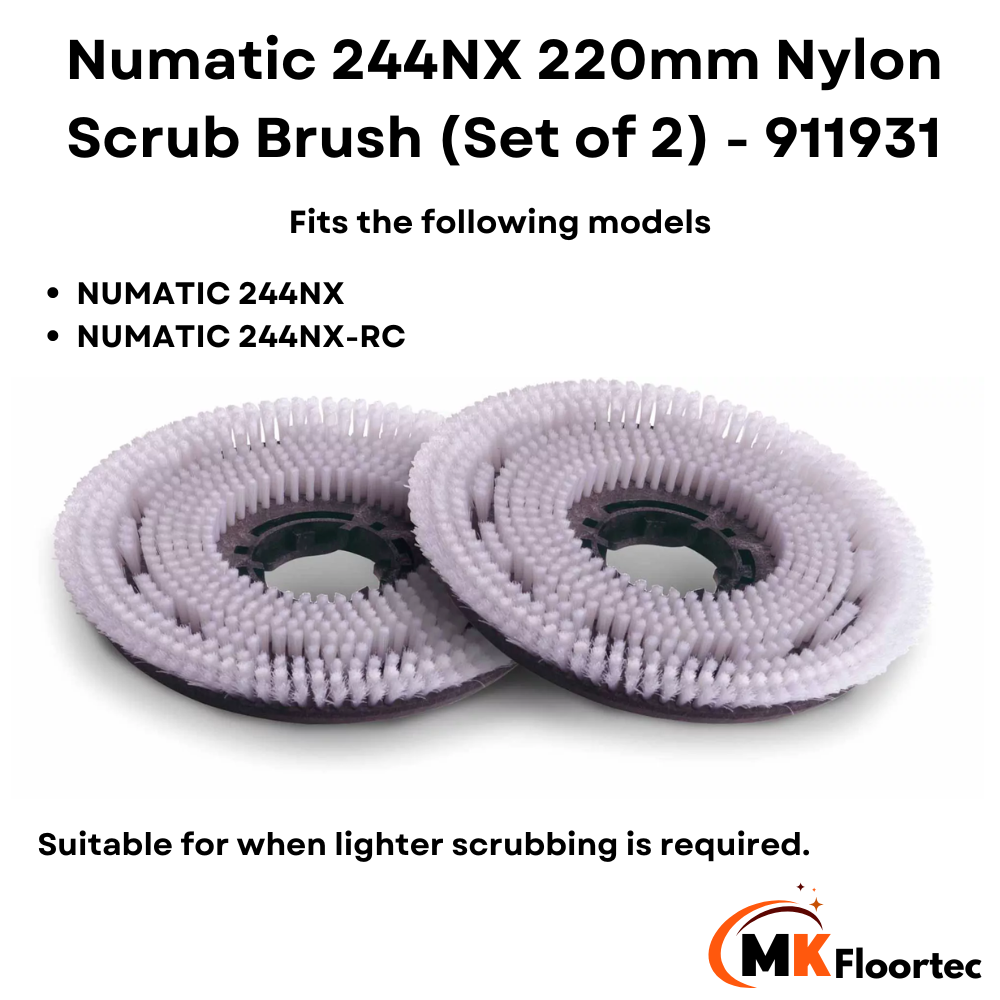 Numatic 244NX 220mm Nylon Scrub Brush (Set of 2) Nyloscrub 911931