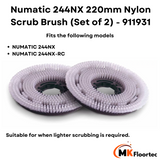 Numatic 244NX 220mm Nylon Scrub Brush (Set of 2) Nyloscrub 911931