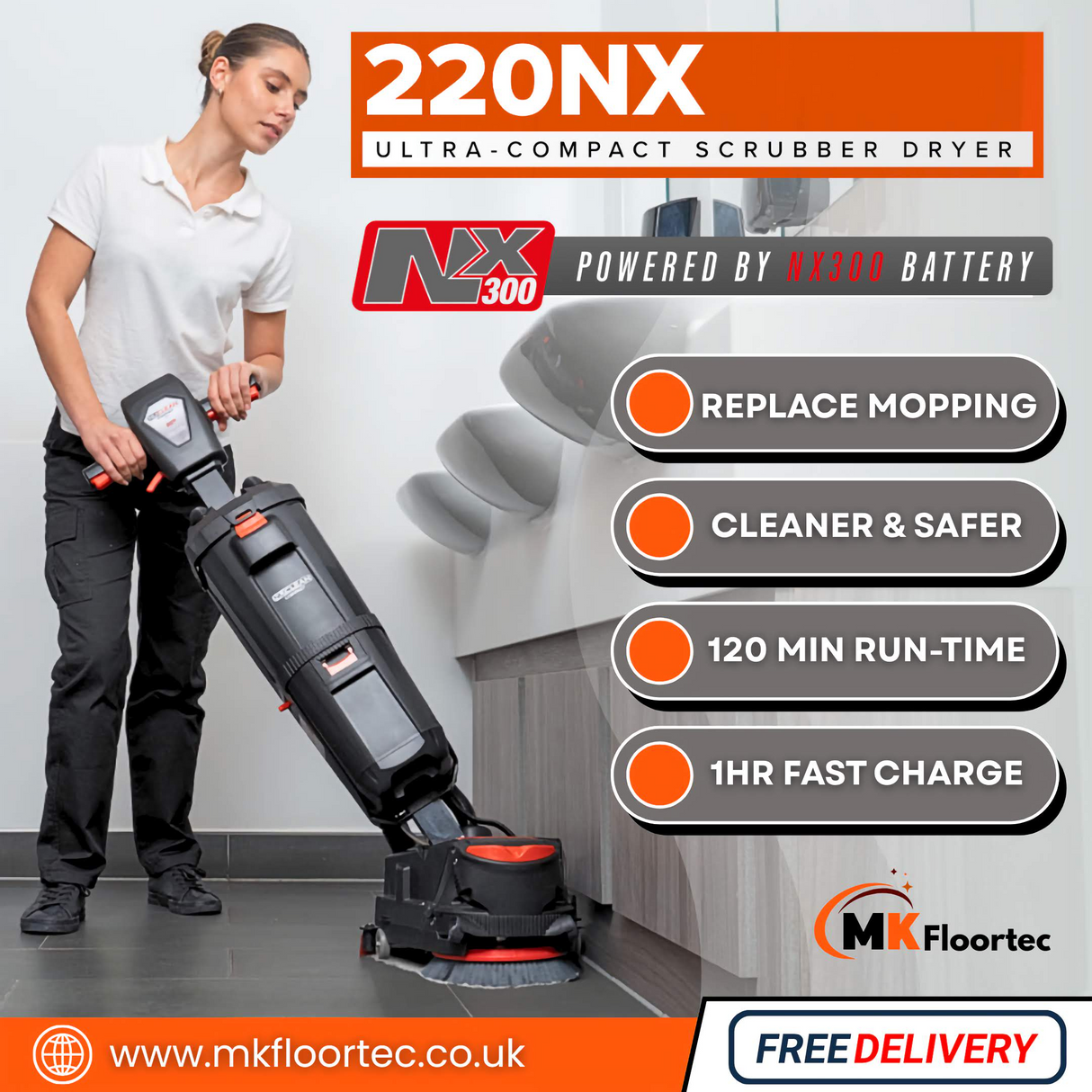 Numatic 220NX Nuclean Compact Industrial Floor Scrubber Dryer