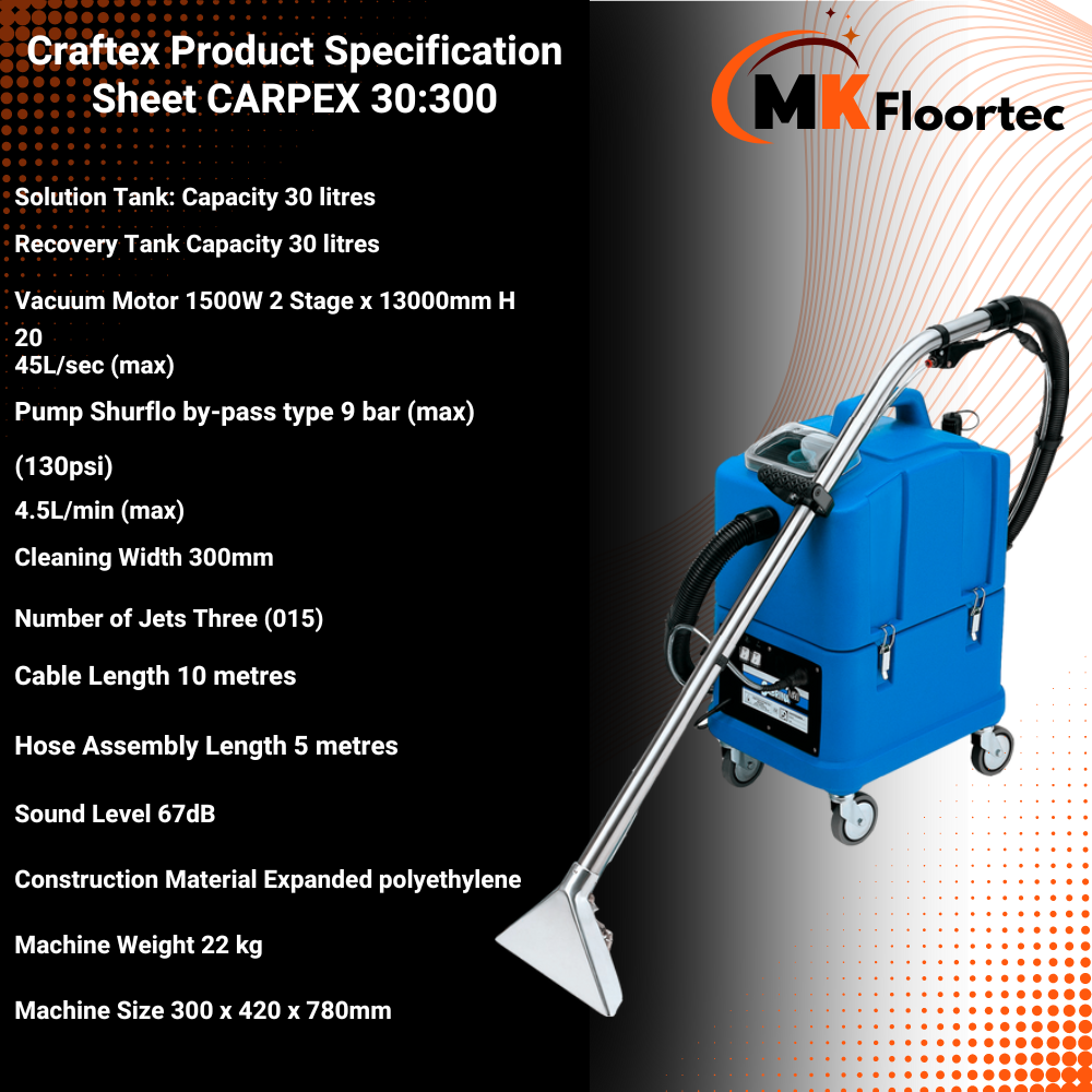 Carpex 30:300 Carpet Extraction & Upholstery Cleaner - Craftex Sabrina Maxi 5010 Santoemma 2San