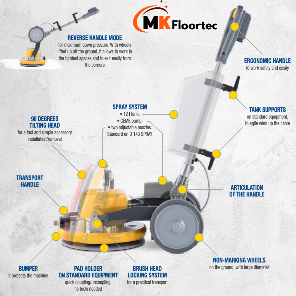 Ghibli & Wirbel 0 143 Spray Single Disc Orbital Rotary Hard Floor & Carpet Cleaning Machine