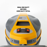 Ghibli & Wirbel WD 80.2 vacuum cleaner designed for wet and dry use, equipped with dual 1100 watt motors totaling 2200 watts.