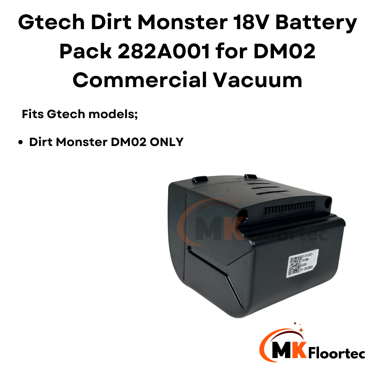 Gtech Dirt Monster 18V Battery Pack 282A001 for DM02 Commercial Vacuum