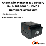Gtech Dirt Monster 18V Battery Pack 282A001 for DM02 Commercial Vacuum