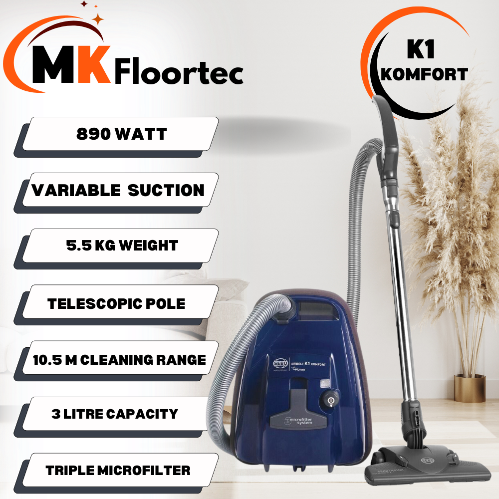 SEBO AIRBELT K1 Komfort ePower Blue Cylinder Vacuum Cleaner 92664GB