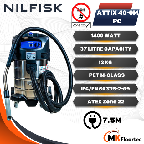 Nilfisk ATTIX 40-0M PC ATEX Type 22 & M-Class Vacuum cleaner 240 Volt - 107400410